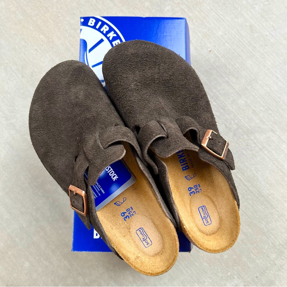 Birkenstock Boston Suede Soft Footbed Mocha